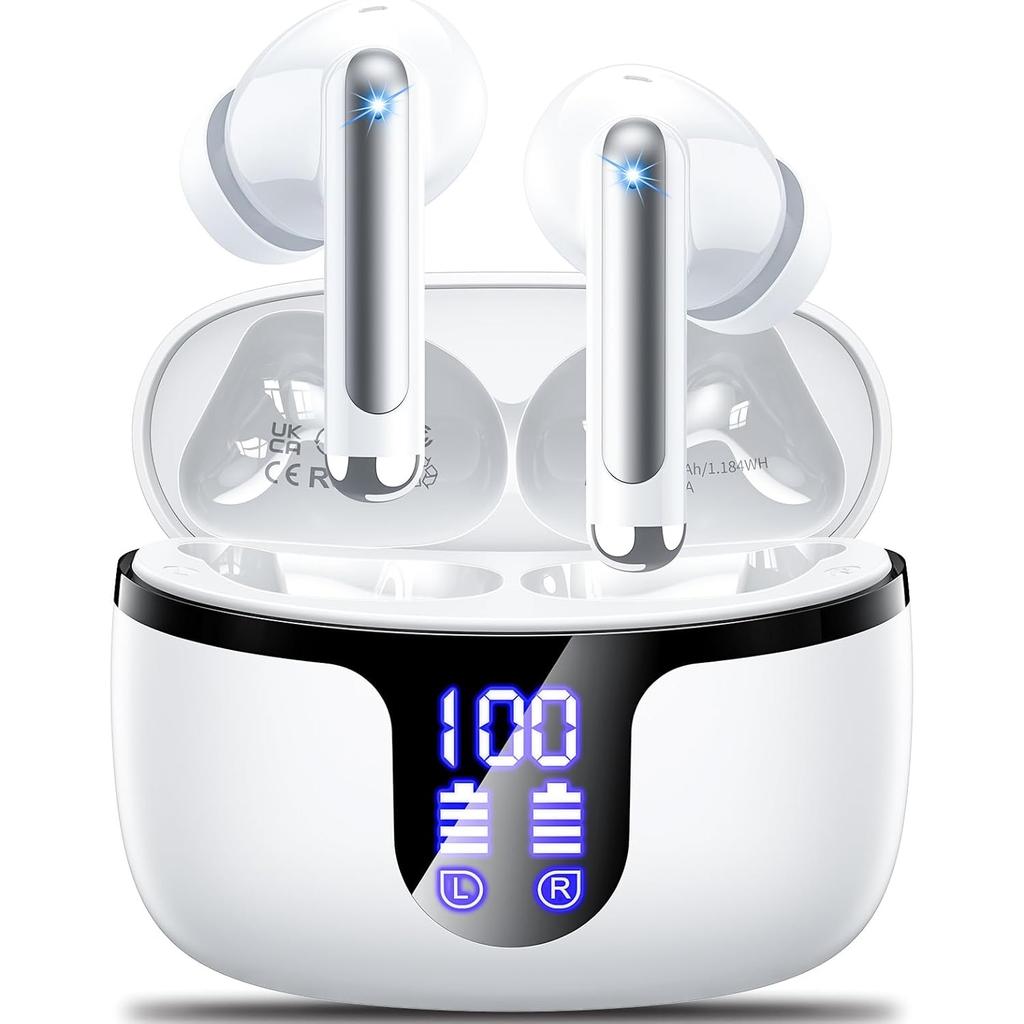 Wireless Earbuds Headphones Bluetooth 5.4 42h Playback for Running/fitness/office 4 Noise Cancelling Microphones IPX6 Earphones for Android iOS