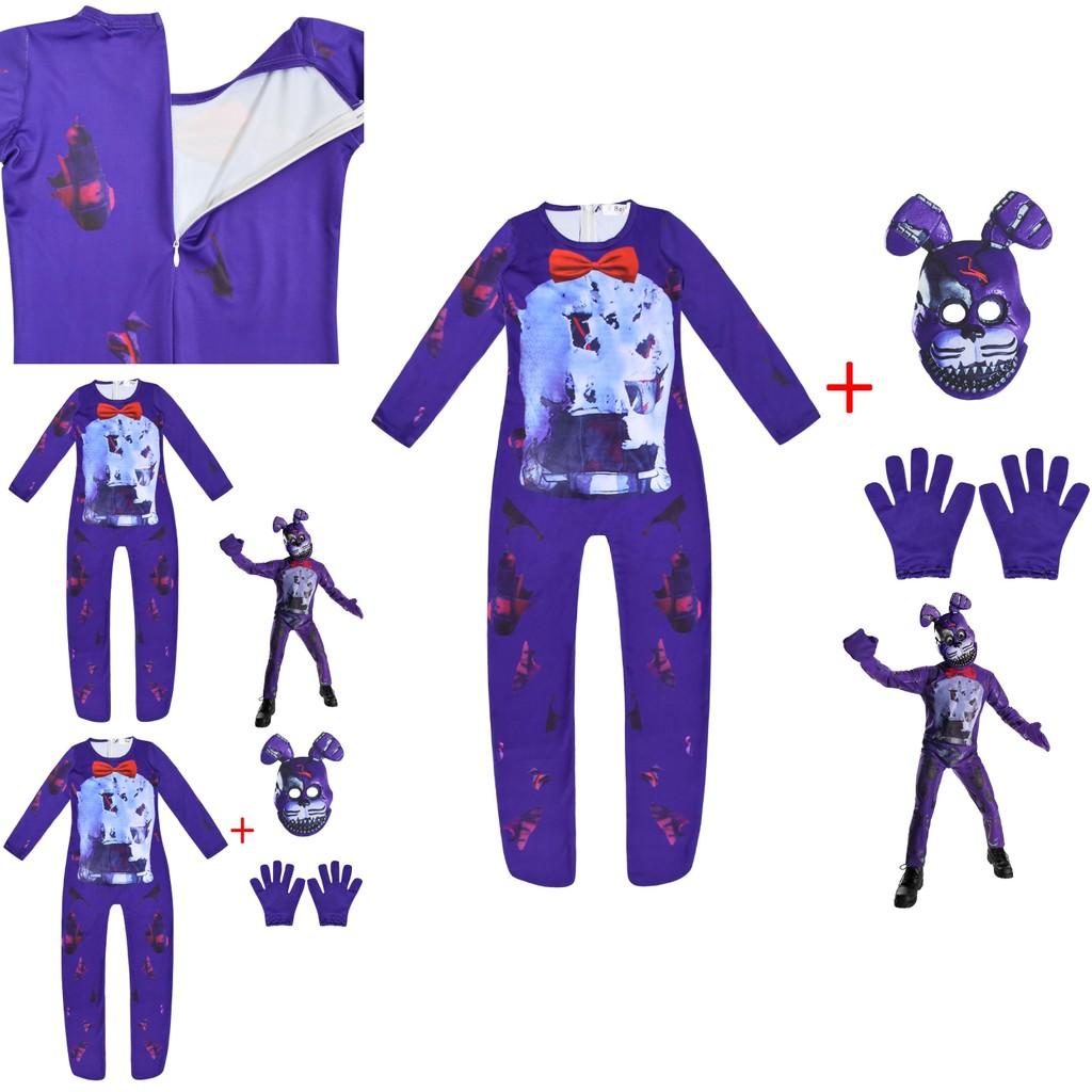 Sundrop Fnaf Toy Bear Cosplay Costume Bodysuit Jumpsuit Mask Glove For Kids' Halloween Party