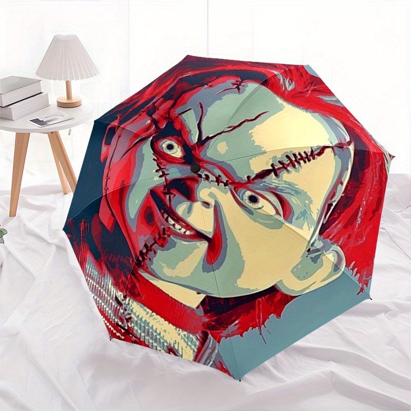 

1pc Chucky Pattern Automatic Umbrella, 8 Iron Frames,Suitable for Office, Travel and Outdoor Adventure.Y015