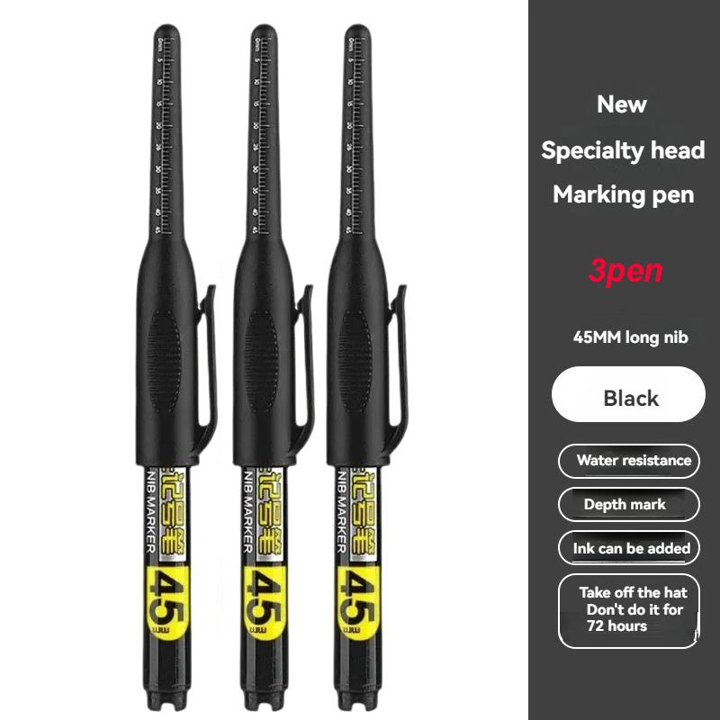 45mm Tip Waterproof Long Head Marker Pen set Quick-Dry Ink for Woodworking Construction Deep Hole Non-Toxic Black Red Blue White