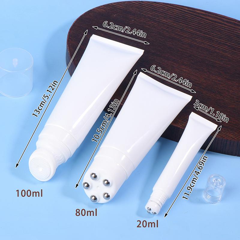 20/50/80100G Silicone Brush/Metal Ball Head Cosmetic Soft Tube Massage Cleasing Cream Bottle Empty Travel Plastic Container