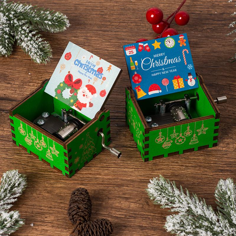 Wooden Hand-Cranked Christmas Music Box Ornament