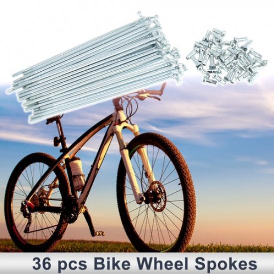1 Set 12G 130Mm Length Bicycle Spokes Nipple Carbon Steel Galvanized Silver Tone