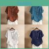 T-shirt in Cotone e Lino da Donna con Vestibilità Larga e Maniche Corte per Uso Casual