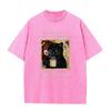 Cats Love To Drink Coffee Print Men Washed Tshirt Casual Loose T Shirts Summer Cotton Streetwear Soft Breathable Short Sleeve