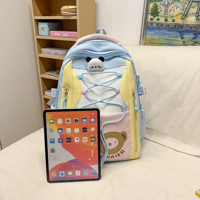 Contrast Color Backpack Junior High School Student Schoolbag Lightweight Large Capacity Backpack