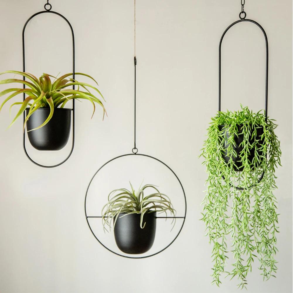 2026 New 10 Type Metal Hanging Flower Pot Nordic Chain Hanging Planter Basket Flower Vase for Home Garden Balcony Decoration