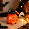 Kids Halloween Party Accessory Glowing Pumpkin Lantern, Jack O Lantern with Witch Hat Broom, Light Ghost Face Up Decor, Trick or Treat Prop for Decor