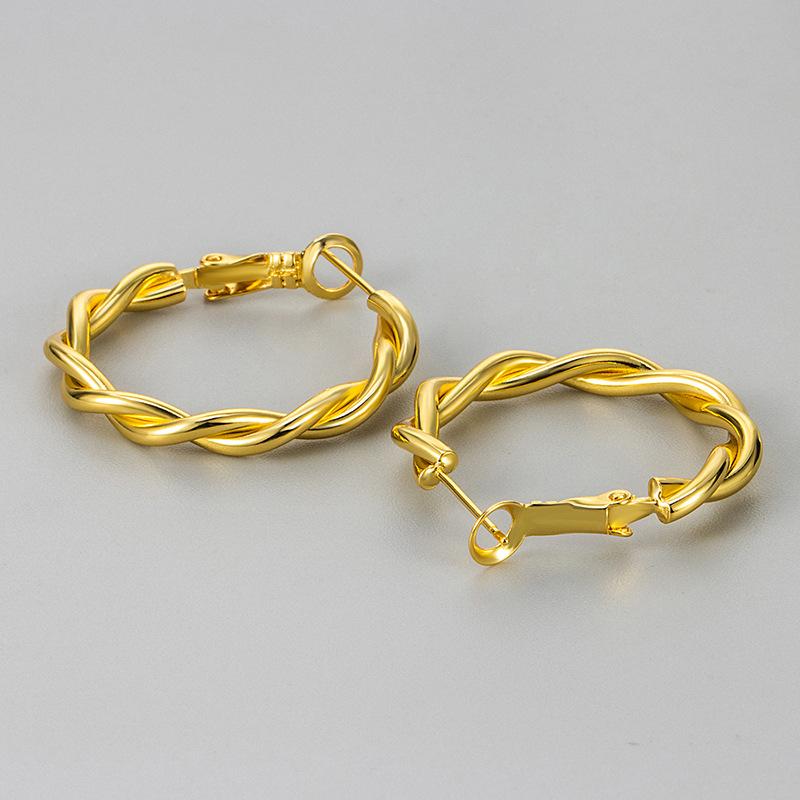 Minimalist Double Strand Twisted Rope Hoop Earrings Chic Cold Fashionable Versatile Daily Commute Jewelry