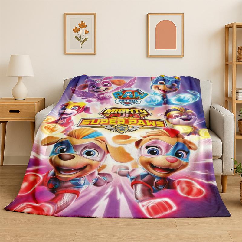 Cartoon P-Patrol Cute Dog Flannel Blanket Soft Warm Throw Blanket for Bedroom Living Room Bed Travel Camping Picnic Gift kids