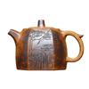 Yixing Zisha Teapot: Semi-Handmade Hexagonal Pine Carving with High Temperature Gold Sand Finish