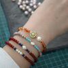 Original New Design, Minimalist Natural Stone Agate and Pearl Bracelet, Featuring Contrasting Colors for a Sophisticated Look, In a New Chinese