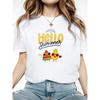 Hello Summer Watermelon Pineapple Print Womens Tshirt Beach Vacation Summer Trip Top Lively Sweet Style Short Sleeve Life Vibe Tee