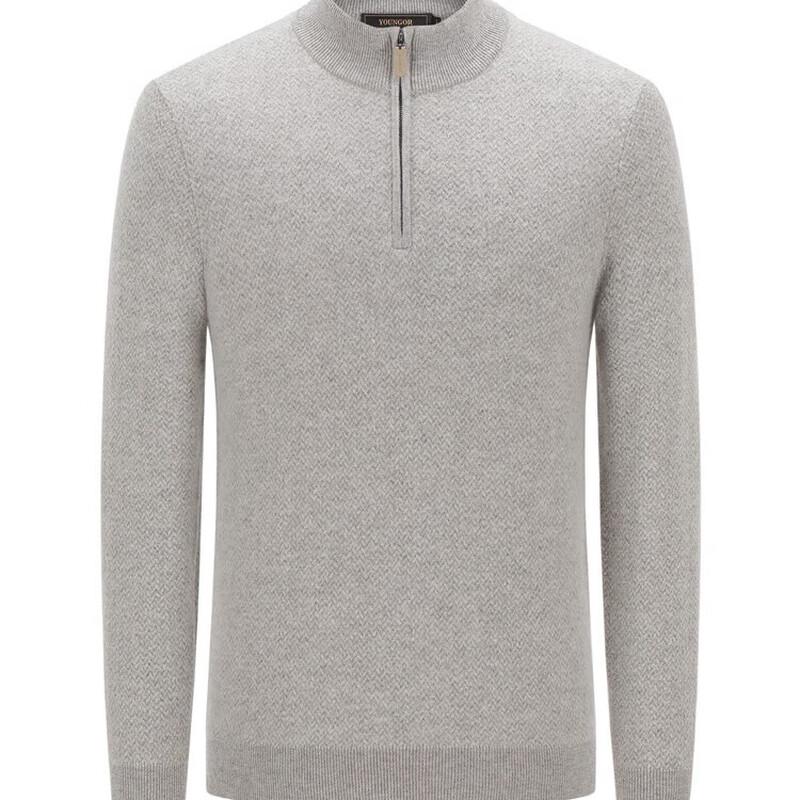 YOUNGOR Men's Cashmere Blend Half-Turtleneck Sweater