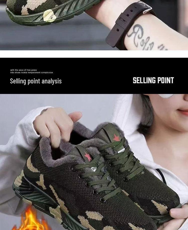 Breathable Camouflage Fleece-Lined Outdoor Shoes for Men & Women - Non-Slip Hiking & Construction Footwear for All Seasons