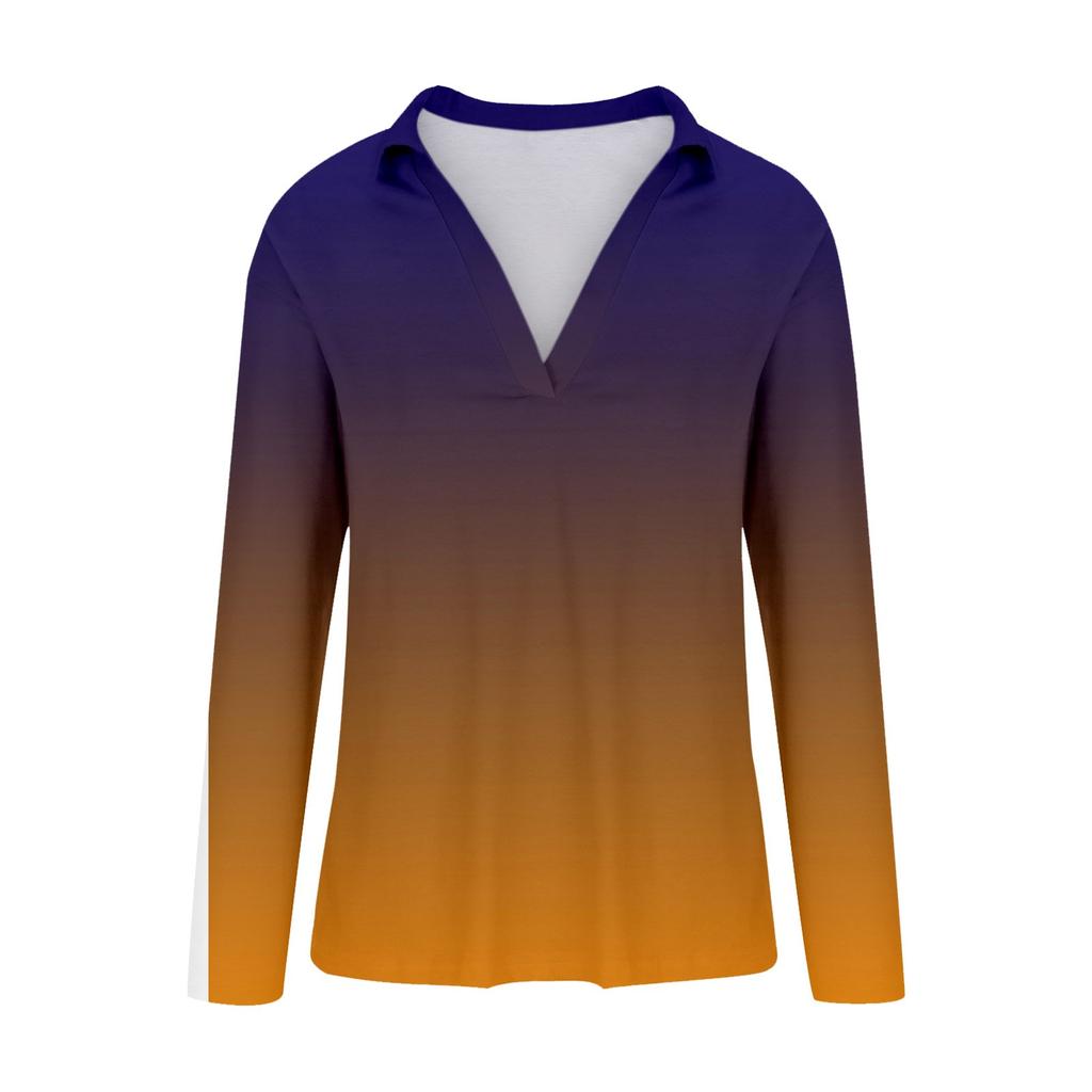 Kadın Günlük Moda Baskı Uzun Kollu V Yaka Yaka Rahat Kazak Üst