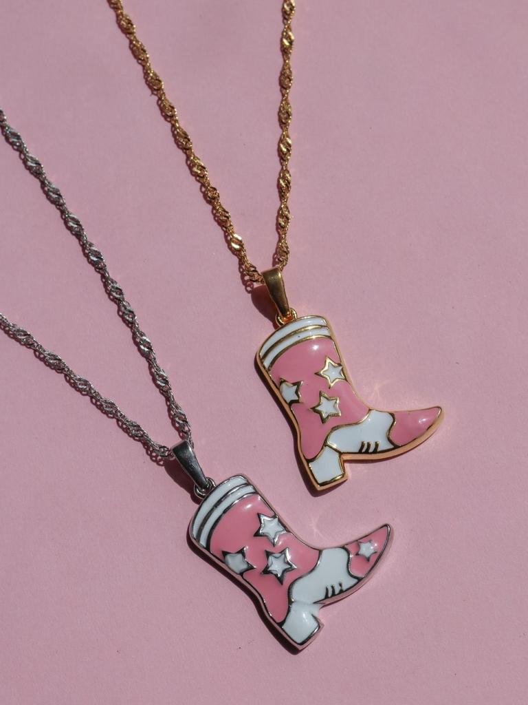 18k Gold Denim Boots, Hat Pendant, Necklace & Silver Retro Style Ornaments