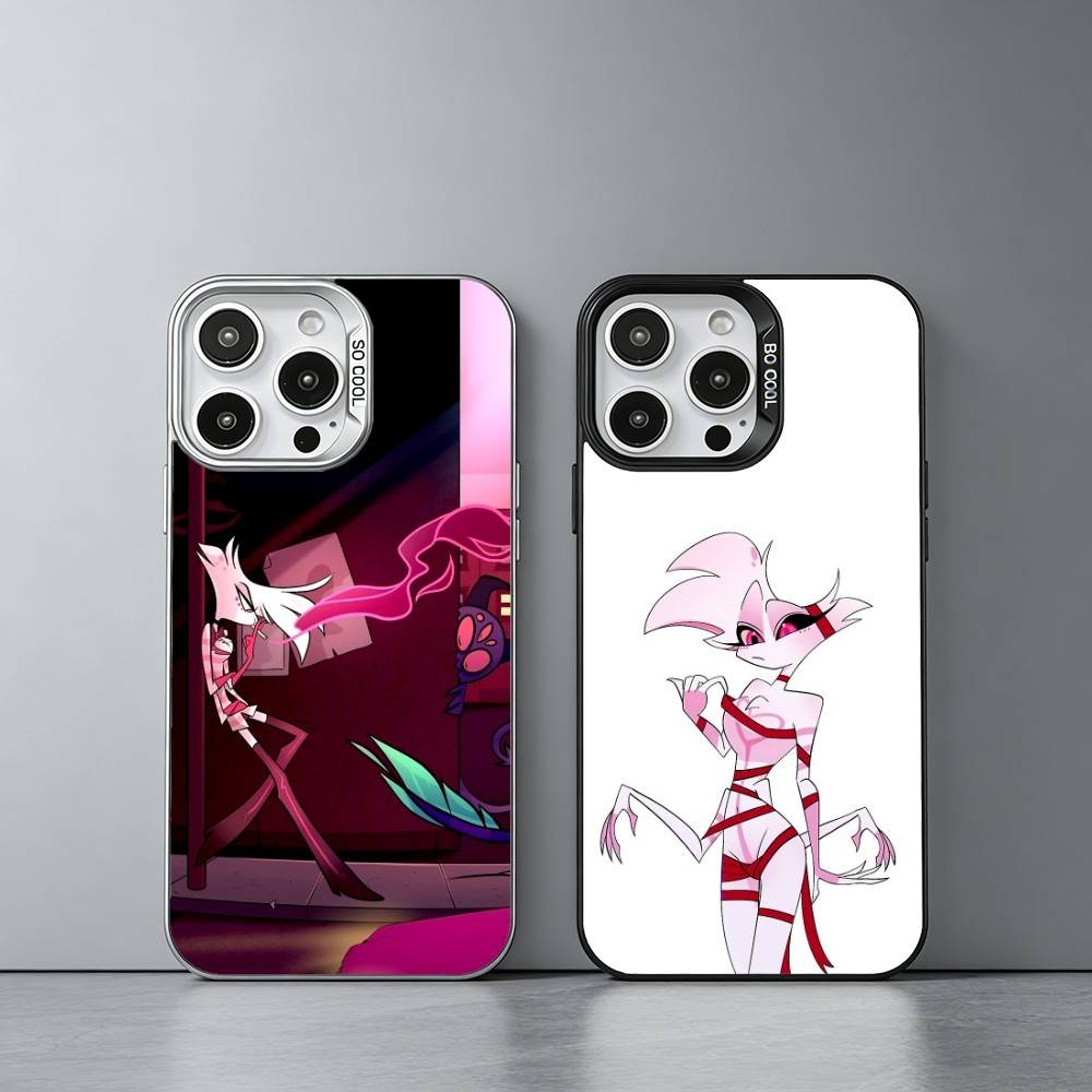 A-Angel D-DustS H-Hazbin Custodia per Telefono per iPhone 17,16,15,14,13,12,11 Plus,Pro Max,XS,Custodia per telefono argentata colorata
