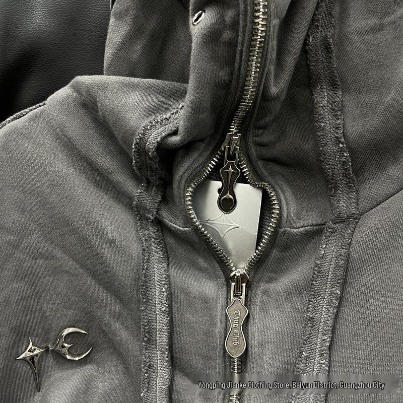 Cardigan com Capuz e Estampa de Tubarão Desgastado THUG CLUB