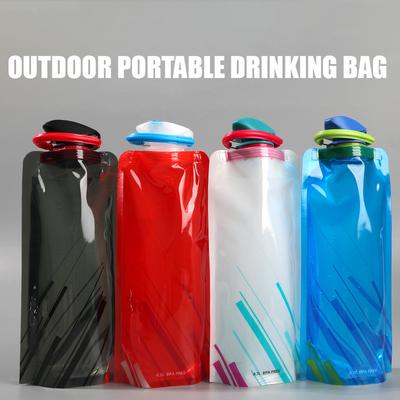 2pcs Outdoor Cycling Sports Water Bottle Hiking Portable Water Cup PE Plastic Folding Water Bag Storage Bladder