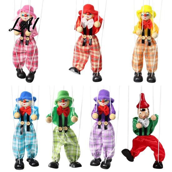 Marionette Puppet Wooden Clown Toy Vintage Pull String with Movable Limbs Limbs Handcrafted Classic Storytelling Theatre Toy for Kids