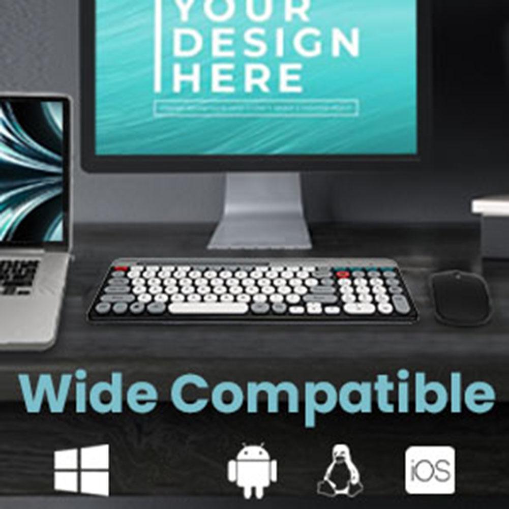 2.4Ghz BT 2 Mode Keyboard and Mouse Combo BT Keyboard and Mouse Multi-Device Keyboard Mouse Compatible for /iOS/Android/Win7