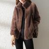Women S Plus Size Fleece Jacket Open Front Stand Collar Warm Autumn Winter