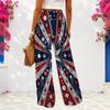 Women Plus Size Tropical Leaf Printed Loose Full Length Wide Leg Pants