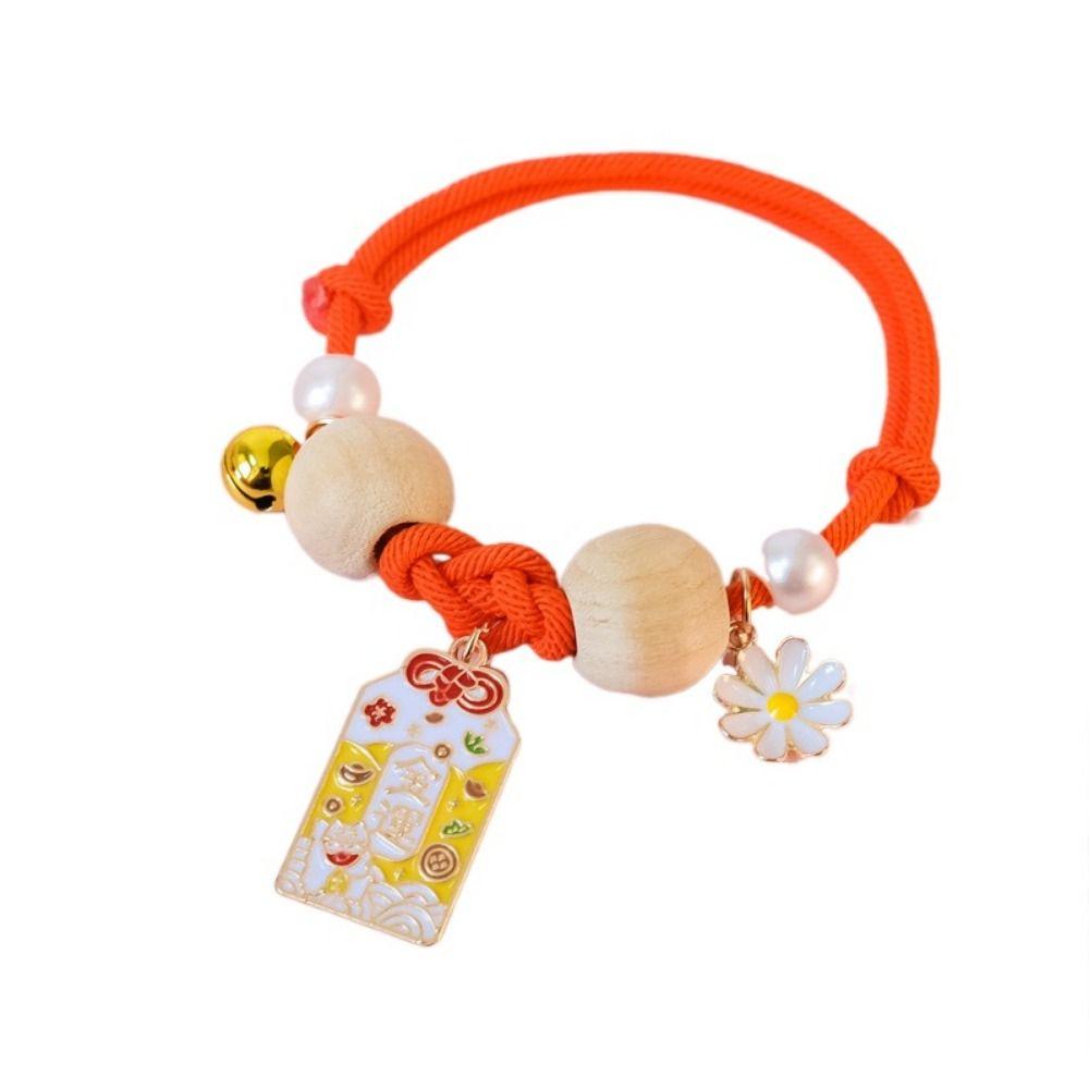 

Ошейник-колокольчик для питомца против блох, ручной работы, креативный плетеный кошачий ошейник, товары для питомцев S оранжевый