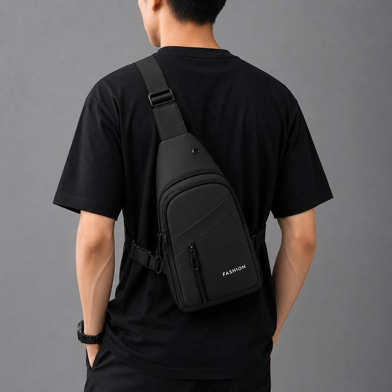 Minimalist Nylon Sling Bag with Multiple Zipper Pockets Casual Crossbody Chest Pack for Daily Travel