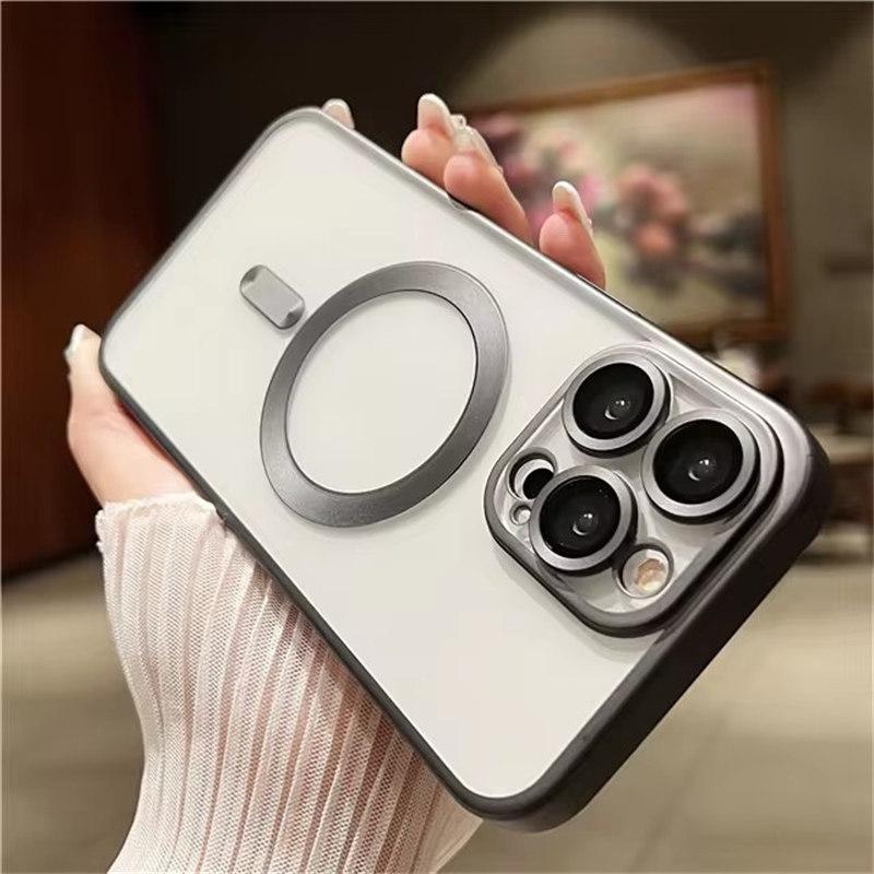 

Роскошный матовый бампер Magsafe Magnetic Phone Case для iPhone 11 12 13 14 15 16 Pro Max Lens Clean Protector On 15 Plus Cover iPhone 13 Pro Max