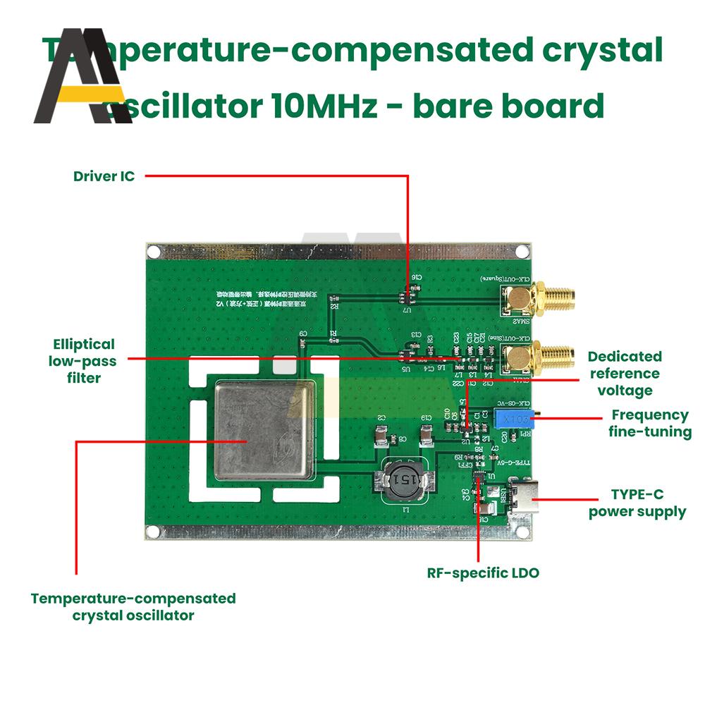 10MHz Sinewave Output OCXO Board Frequency Standard with Type-C Cable Stable Constant Temperature Crystal Oscillator