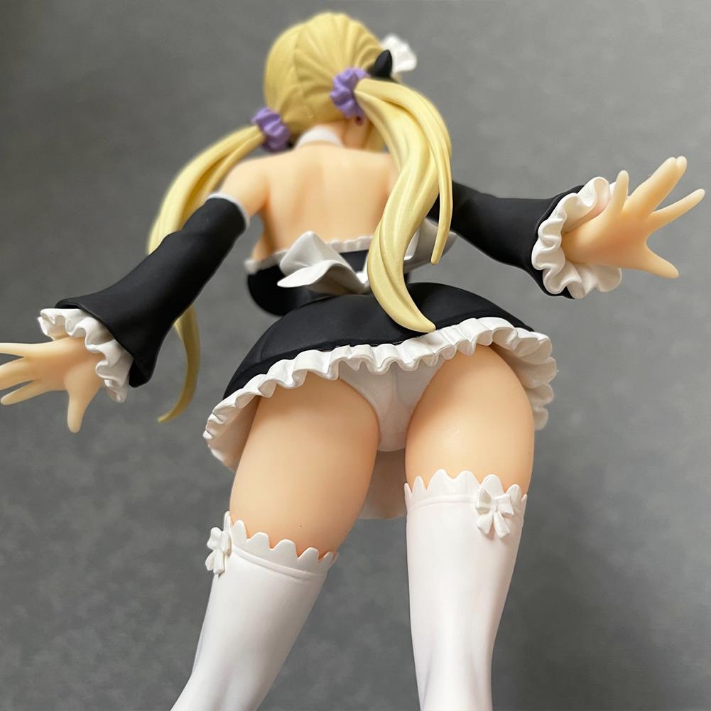 16cm Lucy Heartfilia Anime Figure Virgo Standing Maid Dress Model Action Double Ponytail Statue Doll Decor Ornaments Poseable Articulated Scale