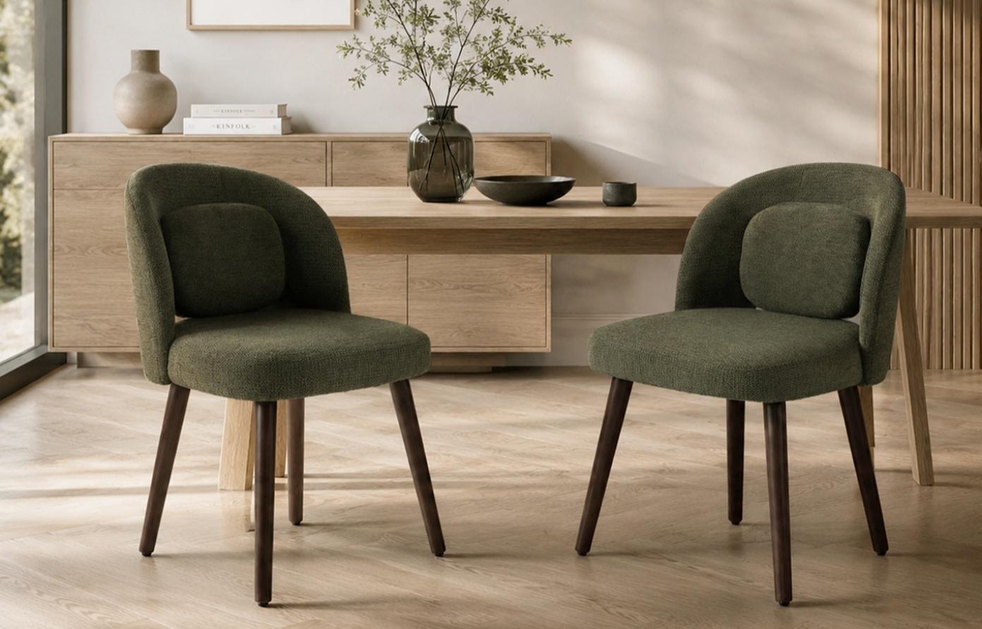 2-Pack Dining Chairs Green Rubber Wood