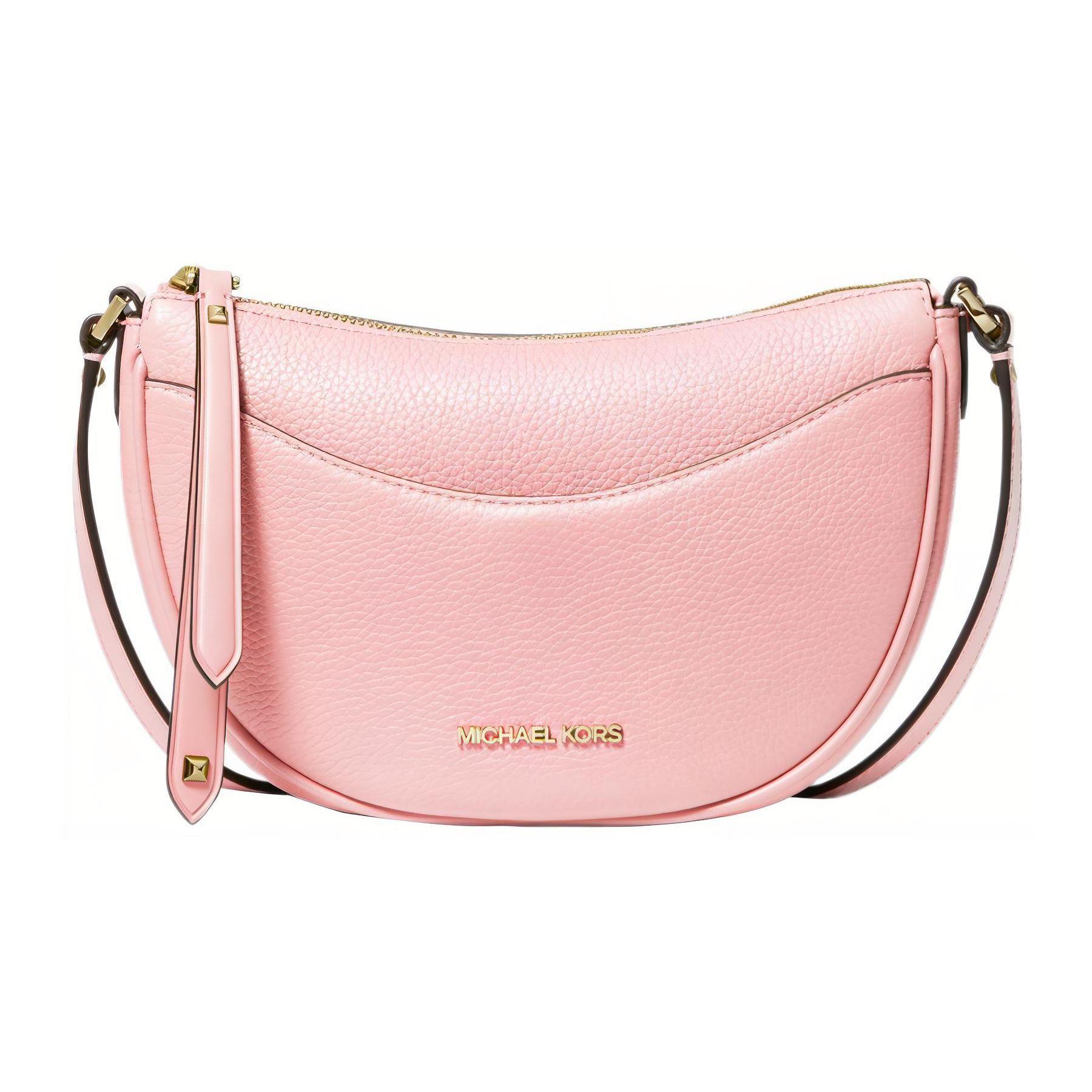 

Michael Kors MK Dover Solid Color Letter Logo Zipper Closure Pebble Grain Leather Crescent Bag Women Shoulder Bag Pink 35R3G4DC5L-7278 Basic Set (Bag+Dust Bag)