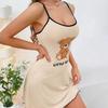 Women Suspender Skirt Ladies Short Skirt Comfortable Pajamas Leisure Homewear Sexy Outside Letters Bear Printed One-Piece-Dress