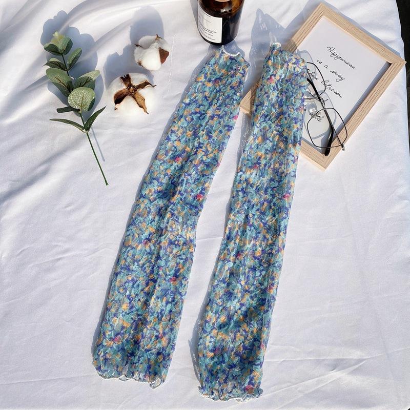 

Women s Floral Lace Arm Sleeves, Summer Ice Silk Sun Protection Sleeves, Long Cooling Arm Covers for Driving One size fits all
