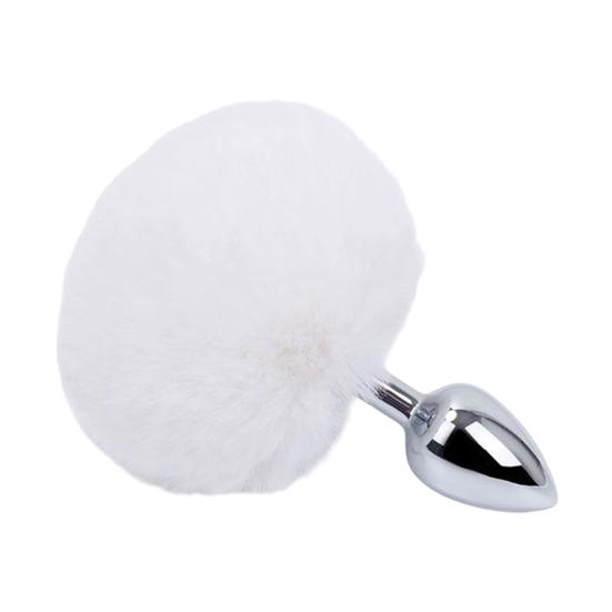 Stainless Steel Anal Plugs with Bunny Tail Tapered Faux Fur Silicone-Free Butt Plugs for Beginners Comfortable