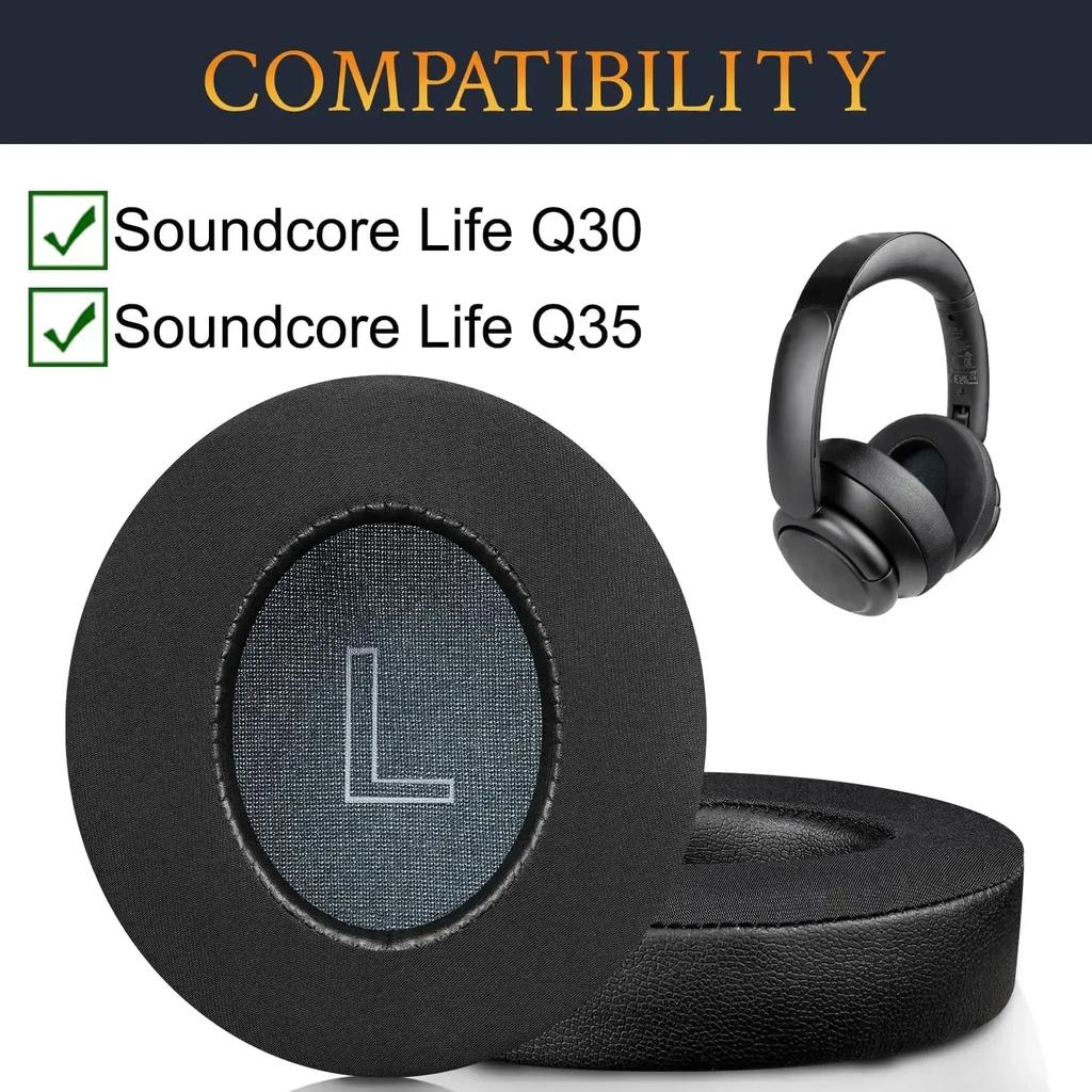 Kjølende gel øreputer for Anker Soundcore Life Q30/Q35 hodetelefoner, øreputer med is-silke stoff erstatning