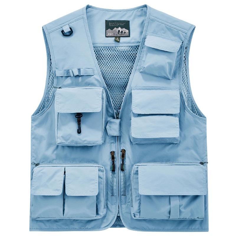 Men's Casual Outdoor Unloadable Multifunctional Reporter Travel Photography Mesh Quick Drying Fishing Vest Men