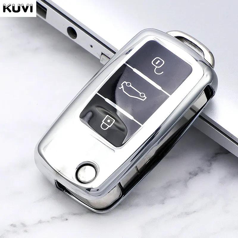 Abs Carbon Car Key Case Cover For Vw Volkswagen Polo Tiguan Passat B5 B6 B7 Golf 4 5 6 Mk6 Jetta Lavida Skoda Octavia Seat Leon