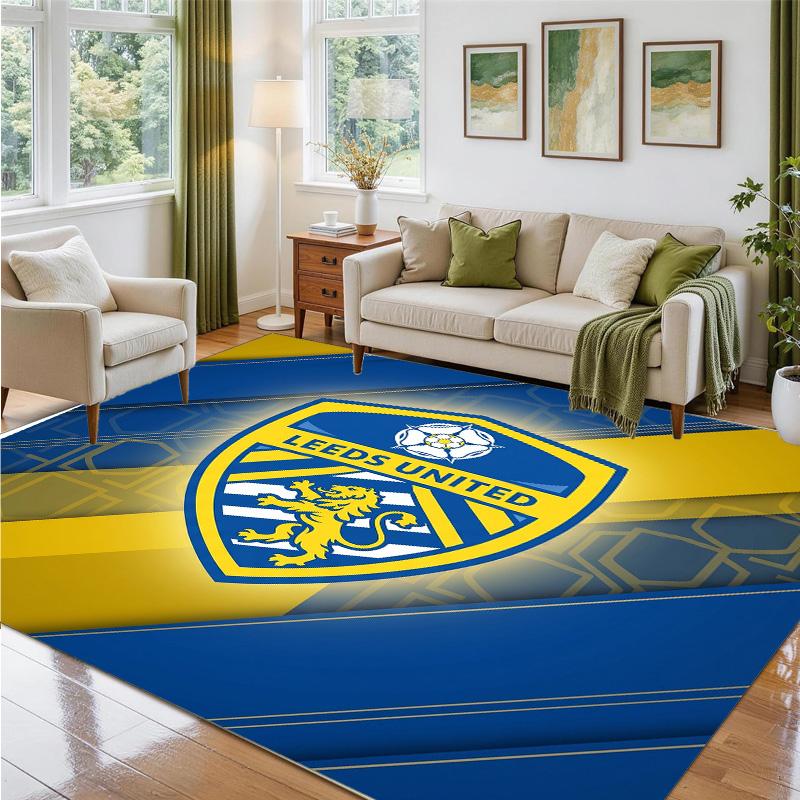 Leeds United Design Crystal Velvet Rug Soft Decorative Mat for Bedroom Entrance