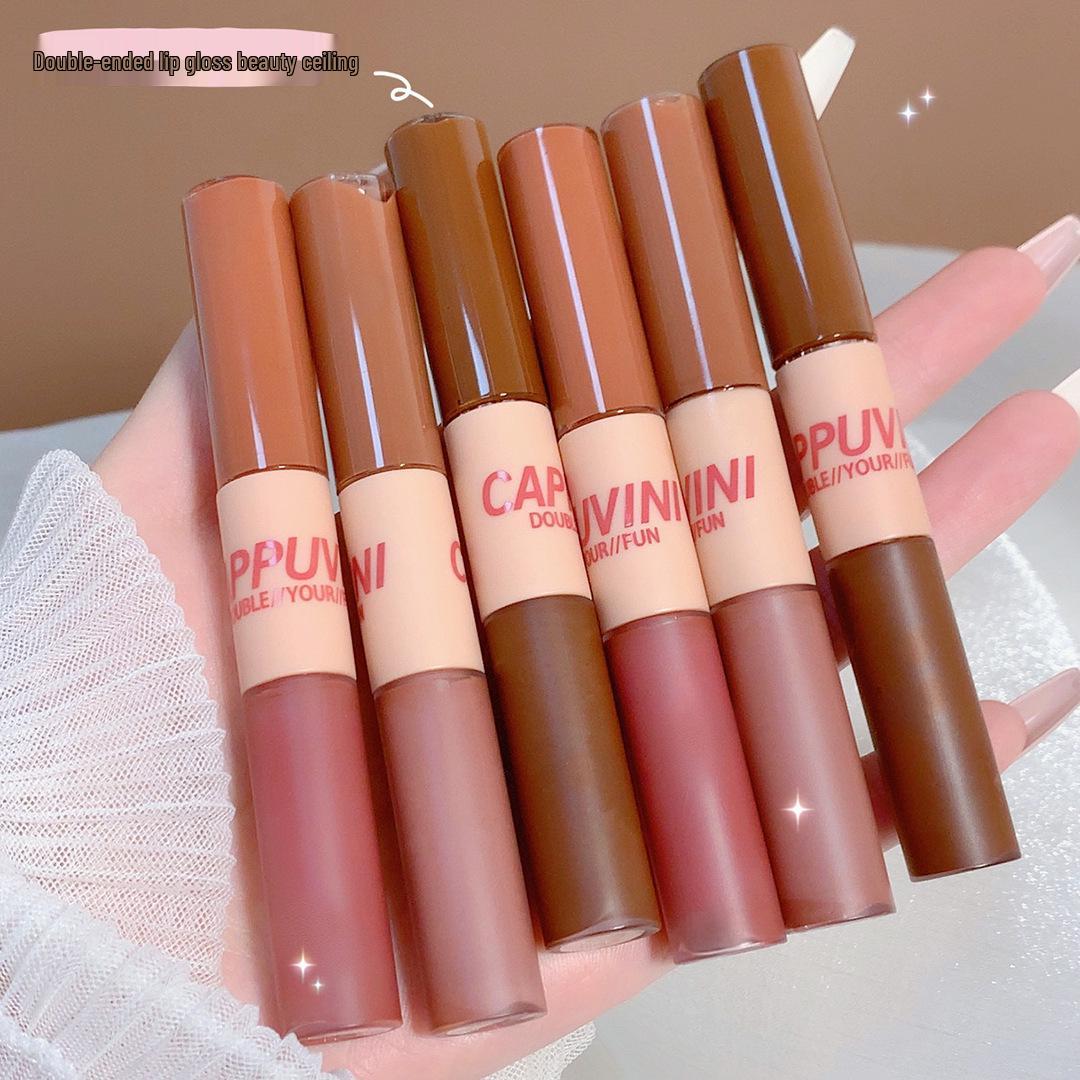 Каппувини Двусторонний блеск для губ Каштан Матовый и Глянцевый Double-Headed Lip Glaze - Set A