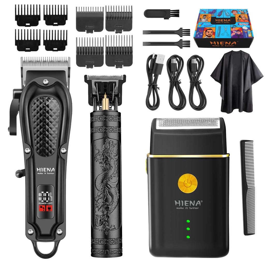 HIENA Electric Hair Clipper with Number Display, Oil Head Carving, Push Clippers for Barbers.