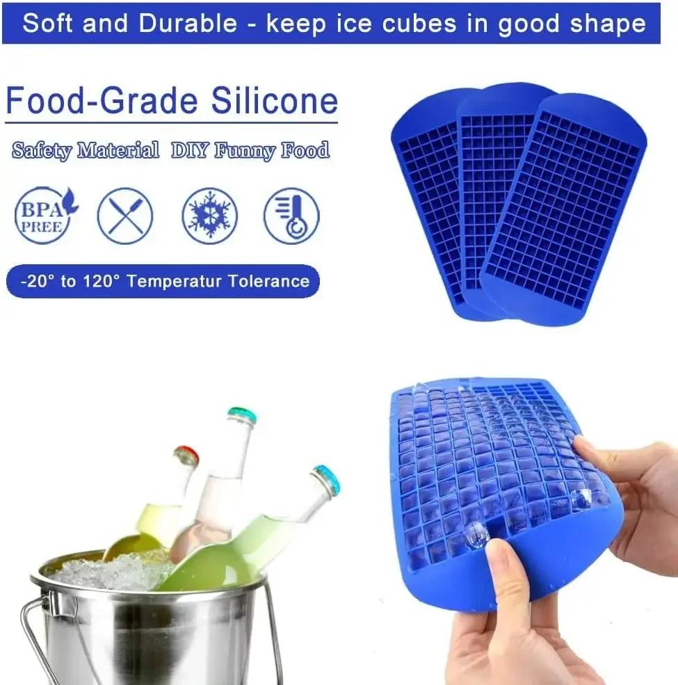 Silicone Mini Ice Cube Trays Small 1cm Stackable Easy Release 160 Crushed Ice Cube Molds Tiny Crushed Ice Cubes Maker Mold