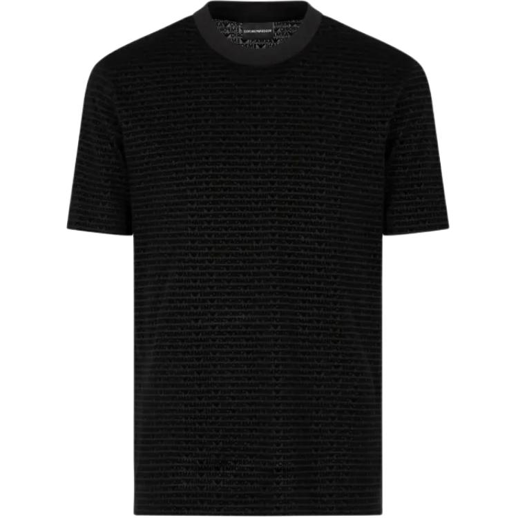 Emporio Armani Fitted Short Sleeve Round Neck Velvet Letter T-Shirt Men tops Black EM001288-AF10017-FC159 XS 16390₽