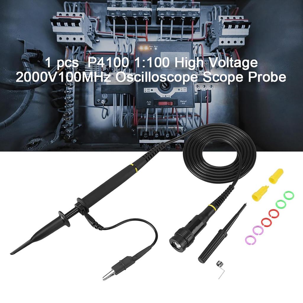 P4100 100X Oscilloscope Clip Probe with Accessory Kit High Voltage 2KV 100MHz Bandwidth