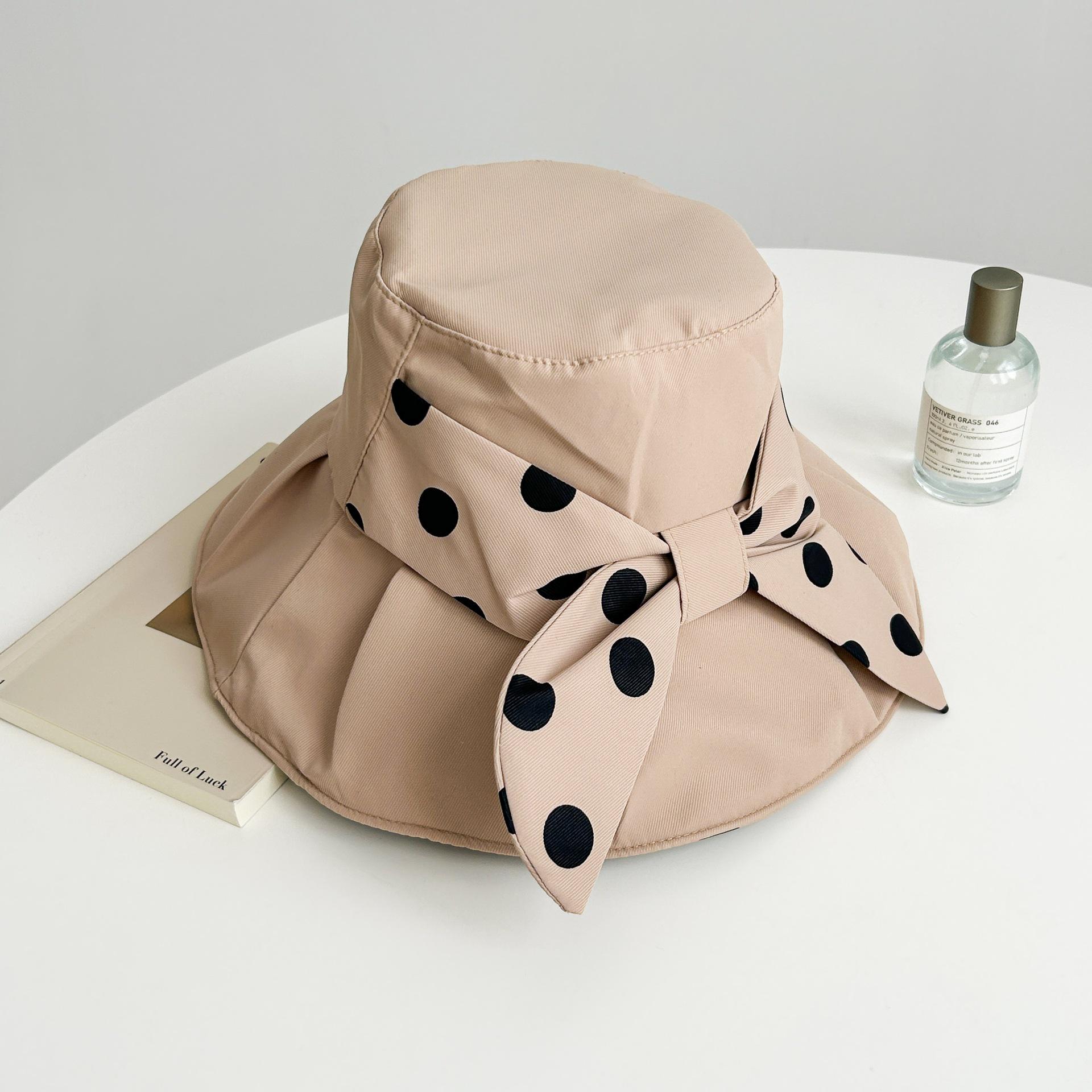 

Женская шляпа от солнца в корейском стиле 2024 года в горошек с бантом - Складная летняя шляпа-панама с широкими полями M (56-58 cm) Adjustable