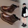 Winter Neuer Stil Jungen Kurzstiefel; Warme Prinzessinnen-Lederstiefel mit Fellfutter für Mädchen; Baumwollstiefel für mittelgroße und große Kinder