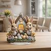 Acrylic Easter Bunny Ornament Easter Decor Desktop Decor Rabbit House 2D Flat Table Decoration Acrylic Ornament Display Shelf